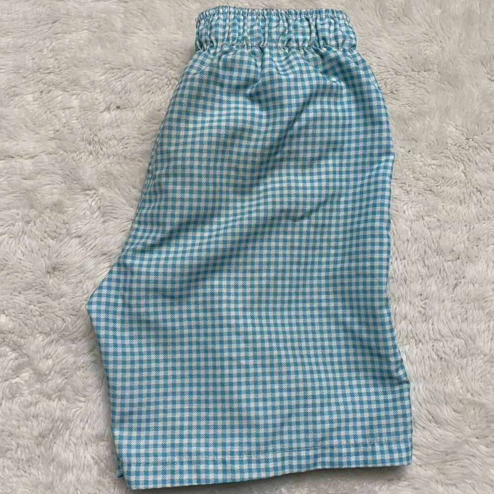 Pili Carrera Toddler Blue Checkered Boy Swimming Trunks Size 8 Years